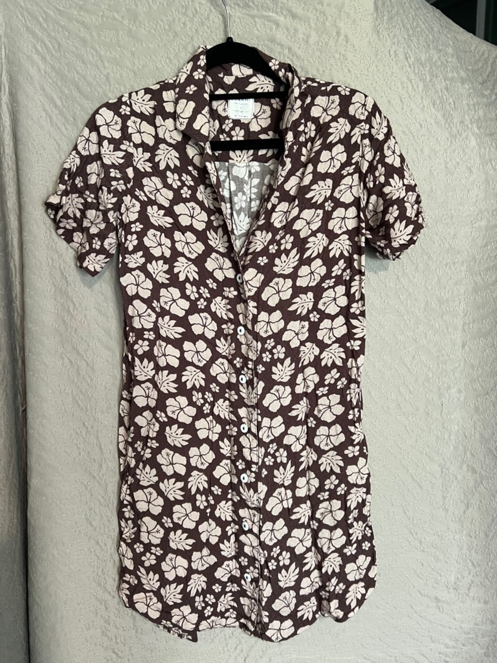 Lokahi Swimwear Brown Floral Button-Up Shirt Dress Size S